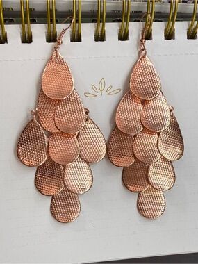 Rose Gold Teardrop Cascade Earrings - Women Jewelry